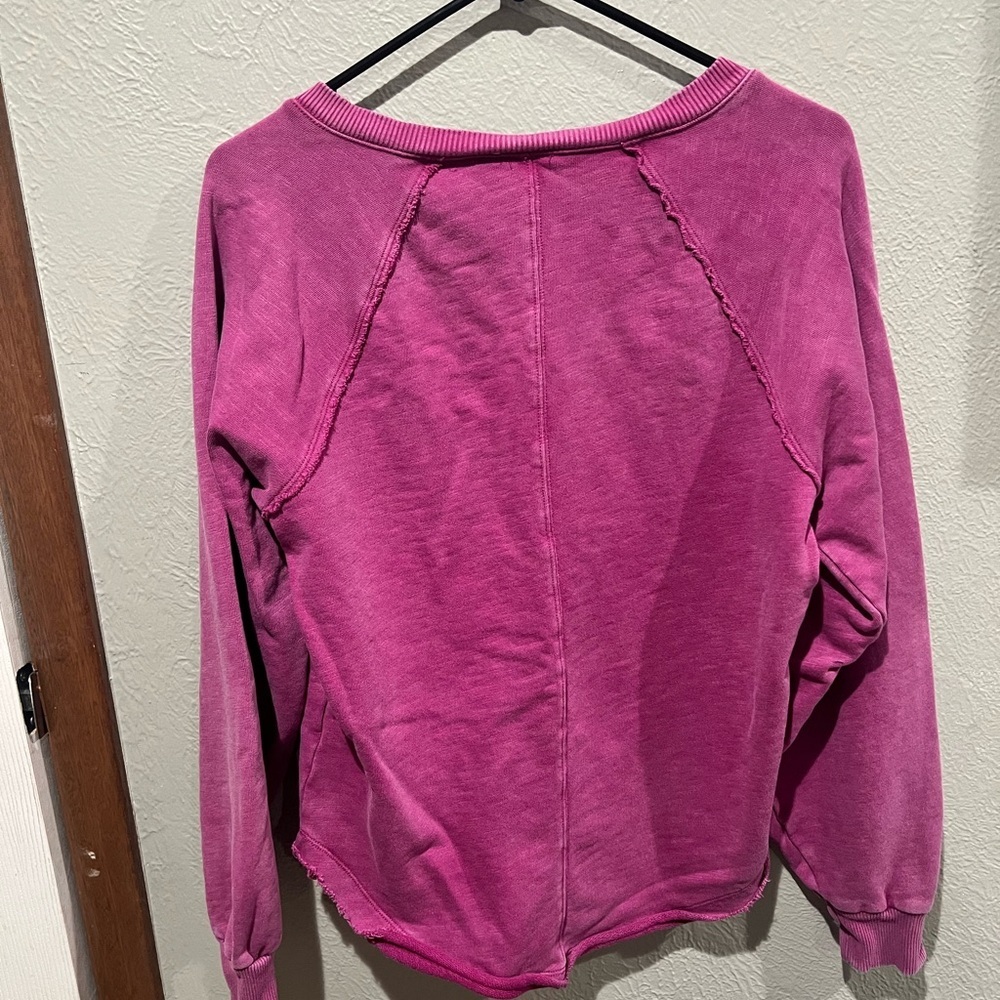 Pilcro Magenta Sweatshirt 100% Cotton EUC Size XS Oversized - Picture 4 of 4